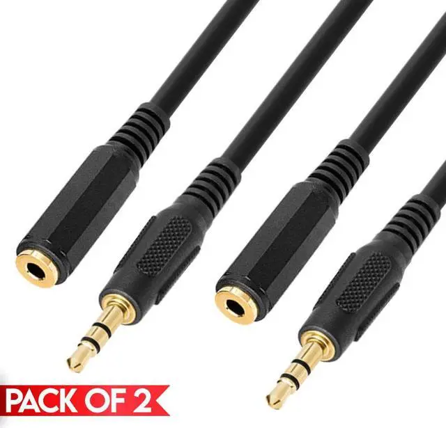 Main image of Cmple - [2 PACK] 6 Inches AUX Extension Cord, Headphone Cable Extender, 3.5mm Male to Female Stereo Audio Cord for PC, Mac, TV, TV-Box, Media Player, Game Console, Speakers, Headsets