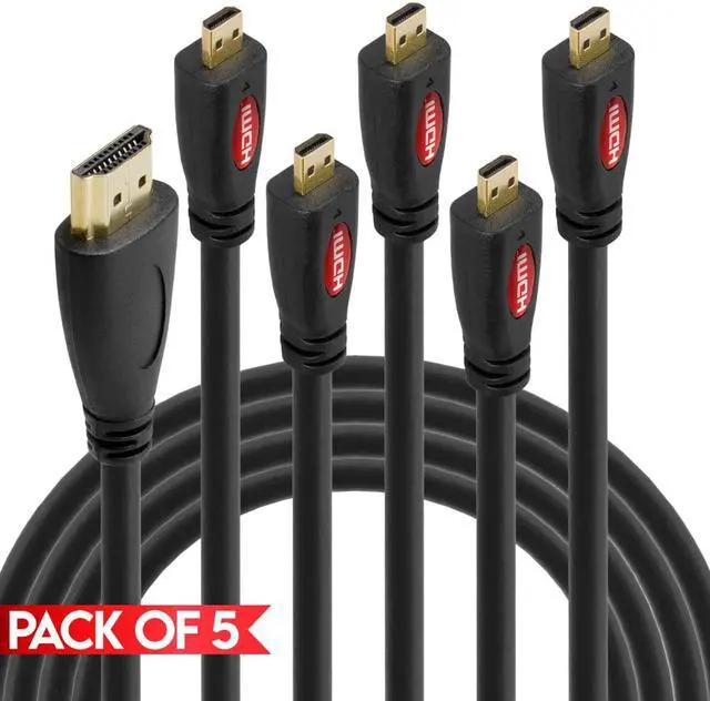Main image of Cmple - [5 PACK] 3 FT Micro HDMI to HDMI Cable Adapter, 4K 60Hz Ethernet Audio Return Channel, for Camera, GoPro, Sony, Nikon, Raspberry Pi, Laptop, Lenovo, Asus, Game Consoles Retroid Pocket