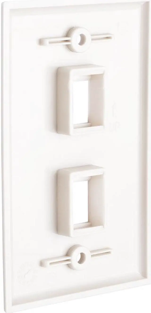Alt view image 2 of 6 - Cmple - 2 Port Keystone Wall Plate Single-Gang Wall Plate with Standard Size Ethernet Wall Plate Keystone Jack Insert - White