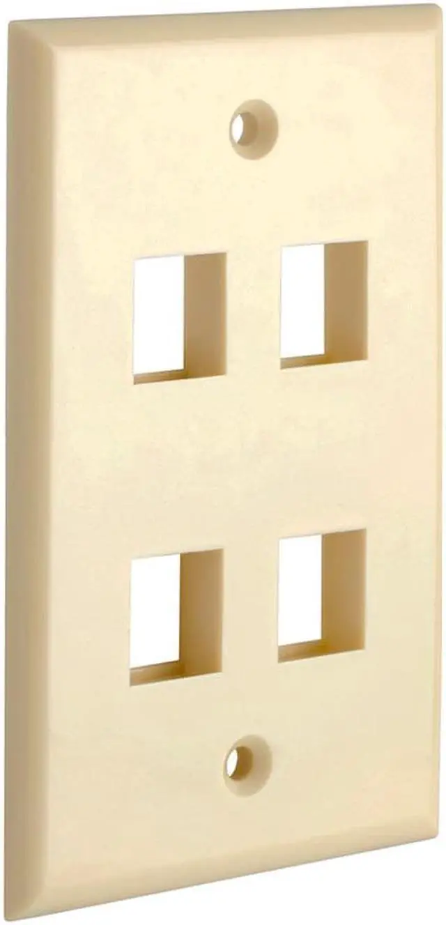 Main image of Cmple - 4 Port Keystone Wall Plate Single-Gang Wall Plate with Standard Size Ethernet Wall Plate Keystone Jack Insert - Ivory