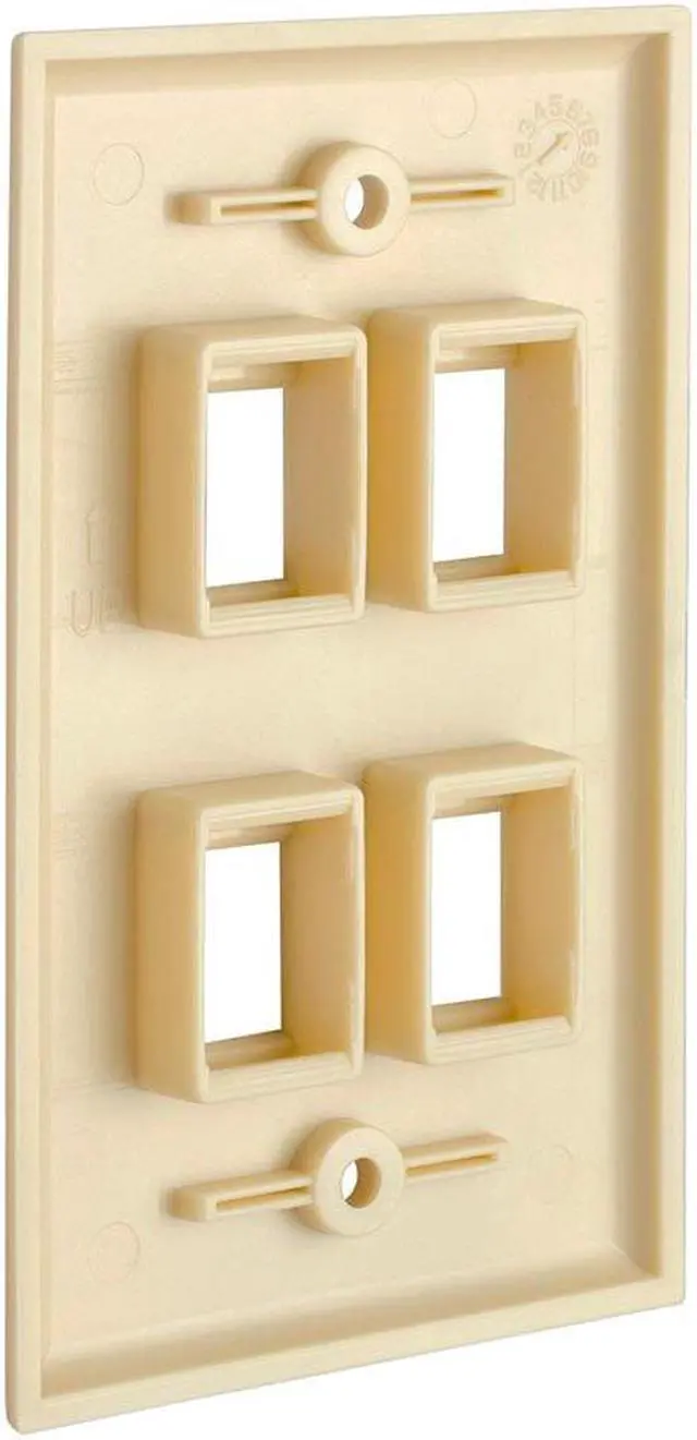 Alt view image 2 of 6 - Cmple - 4 Port Keystone Wall Plate Single-Gang Wall Plate with Standard Size Ethernet Wall Plate Keystone Jack Insert - Ivory