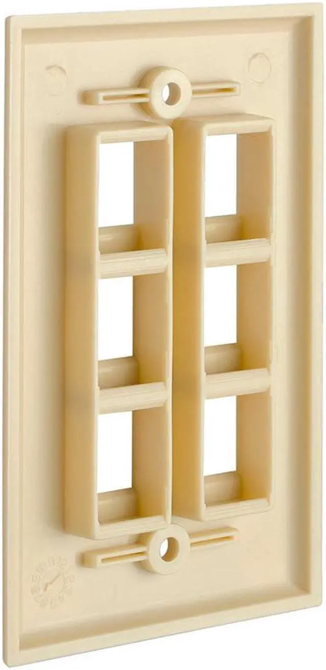 Alt view image 2 of 6 - Cmple - 6 Port Keystone Wall Plate Single-Gang Wall Plate with Standard Size Ethernet Wall Plate Keystone Jack Insert - Ivory