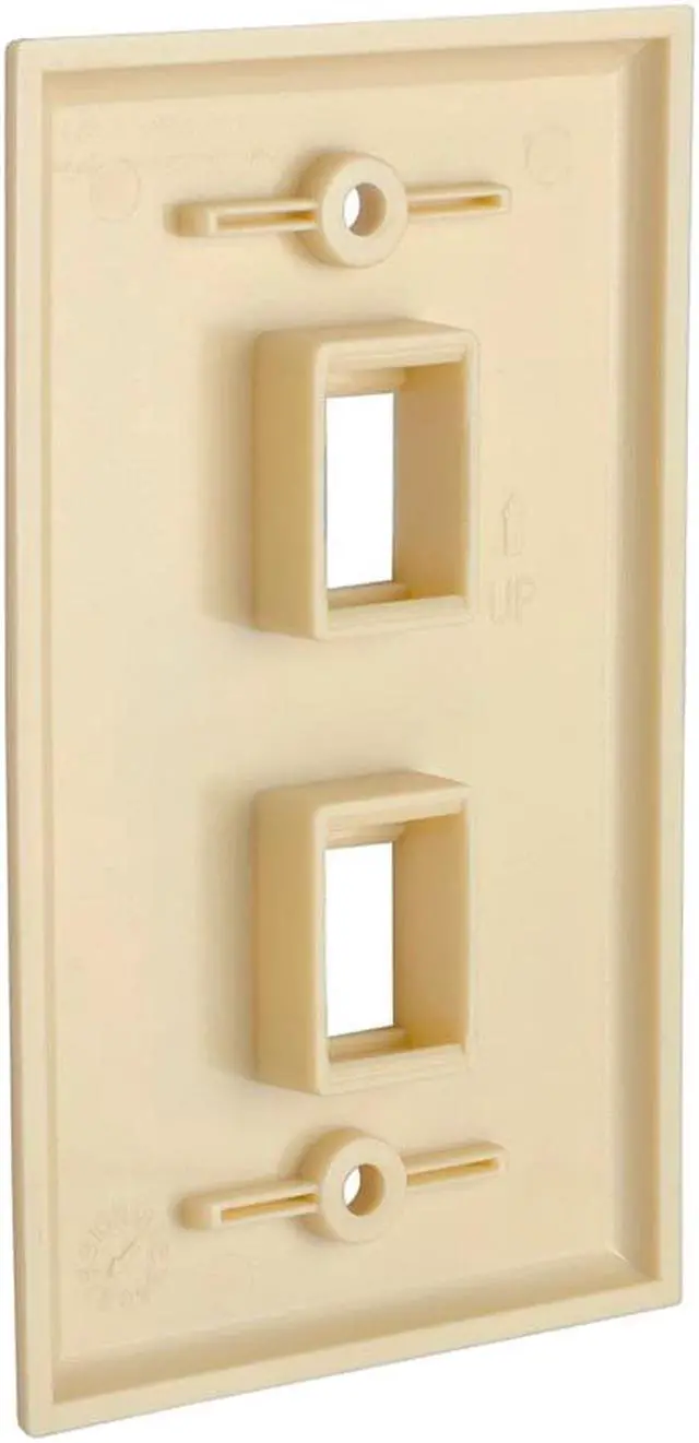 Alt view image 2 of 3 - Cmple - 2 Port Keystone Wall Plate Single-Gang Wall Plate with Standard Size Ethernet Wall Plate Keystone Jack Insert - Ivory