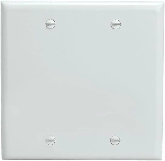 Main image of Cmple - 2 Gang Blank Wall Plate, Standard Size, Polycarbonate Thermoplastic Panel GFCI Wall Plate with Screws - White