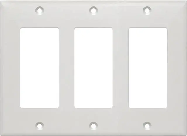 Main image of Cmple - 3-Gang Decora Wall Plate Standard Size Decorator Light Switch or Receptacle Outlet Wall Plate - White