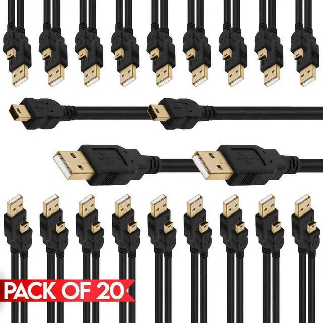 Main image of Cmple - [20 PACK] 1.5 Feet USB A to Mini B Cable Mini USB 2.0 Data Transfer Charge Cord for GPS Navigator, Dash Cam, Dashcam, Smartphone, Tablet, DVR Camera, Camcorder, Portable Game Consoles