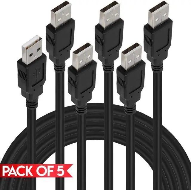 Main image of Cmple - [5 PACK] 10 Feet USB A to USB A Cord, USB 2.0 Male to Male Data Transfer Cable for External Hard Drive, Hard Drive Enclosures, Laptop, DVD Player, TV, USB Hub, Monitor, Camera, Set Up Box