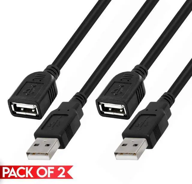 Main image of Cmple - [2 PACK] 3 Feet USB 2.0 Extension Cable, USB Extender Cord, A Male to A Female for PC, Mac, USB Flash Drive, Card Reader, Portable Hard Drive, Keyboard, Mouse, Webcam, Printer, Scanner