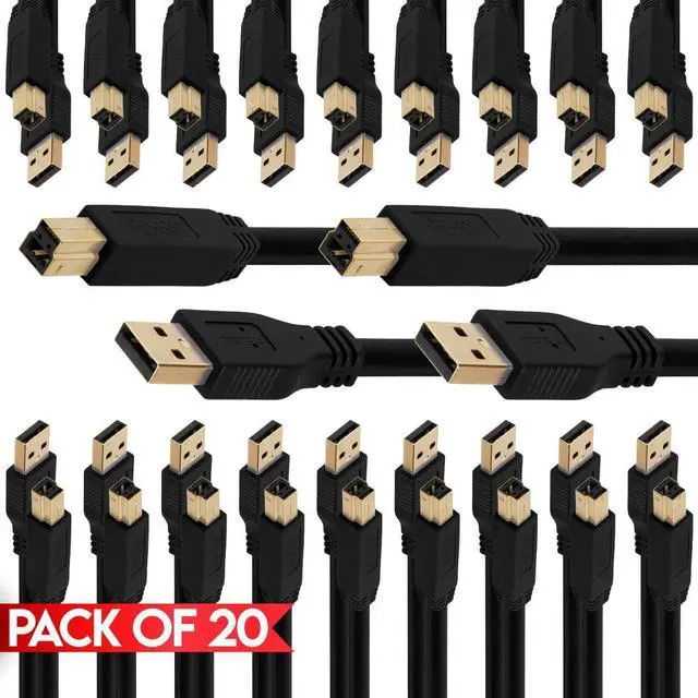 Main image of Cmple - [20 PACK] 3 FT USB Type B Cord, SuperSpeed USB A to USB B Cable, USB 3.0 Transfer Rate 5 Gbps Compatible with Monitors, Printers, Scanners, External Hard Drives, Card Readers, USB Hubs