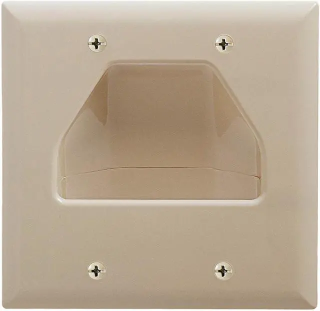 Main image of Cmple - Wall Plate - 2-Gang Recessed Low Voltage Cable - Ivory