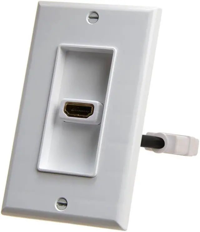 Main image of CMPLE HDMI Wall Plate Single-Gang White Wall Plate 4 Rear Extension Cable,1-Port HDMI Insert 4K UHD, ARC, and Ethernet