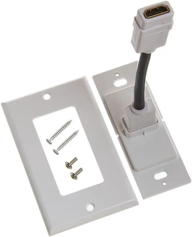 Alt view image 3 of 10 - CMPLE HDMI Wall Plate Single-Gang White Wall Plate 4 Rear Extension Cable,1-Port HDMI Insert 4K UHD, ARC, and Ethernet