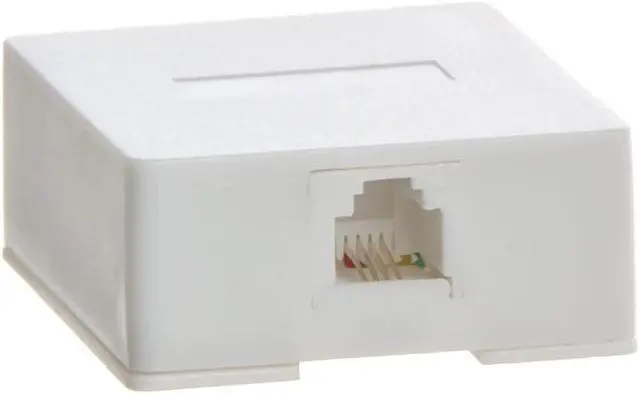 Main image of Cmple - 1 Port Phone Jack Wall Plate RJ11 Telephone Cord Surface Mount Box Female Landline Phone Keystone Jack for 2 Line House Phone, Answering Machine, Fax