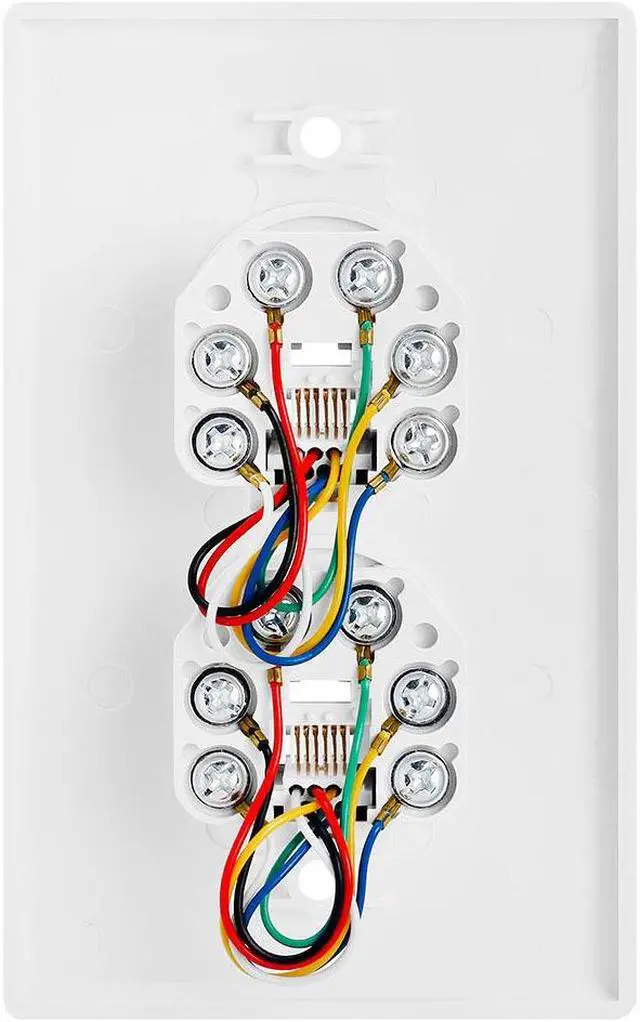 Alt view image 5 of 5 - Cmple - Double RJ11 Connector with 6 Conductors Phone Wall Plate Jack 6P6C Telephone Dual Jack Wallplate with Screws