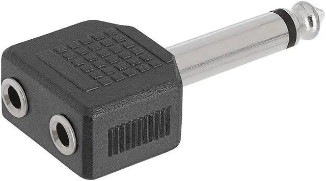 Alt view image 2 of 4 - Cmple - 6.35mm Mono Plug to 2x3.5mm Stereo Jack Adapter