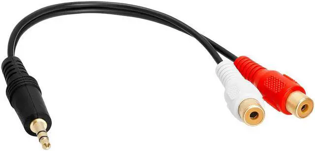 Main image of Cmple - 3.5mm Mini Plug to 2 RCA Female Audio Stereo Adapter 6 inch