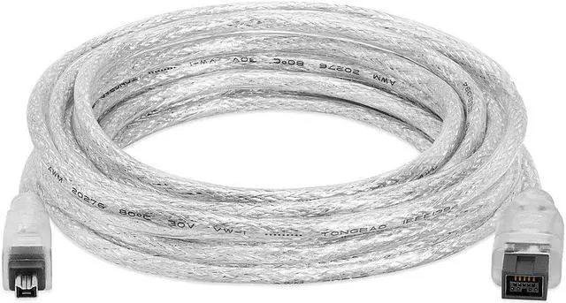 Alt view image 2 of 4 - Cmple - 9 PIN/ 4PIN BILINGUAL FireWire 800 - FireWire 400 Cable -15FT, CLEAR