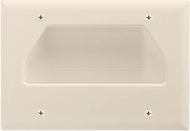 Main image of Cmple - Wall Plate - 3-Gang Recessed Low Voltage Cable - Lite Almond