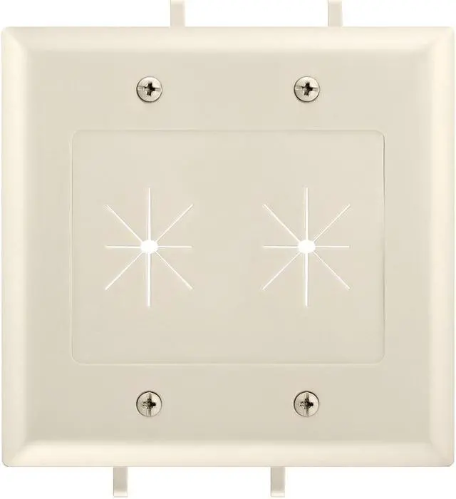 Main image of Cmple - Cable Plate with Flexible Opening, 2 Gang - Lite Almond