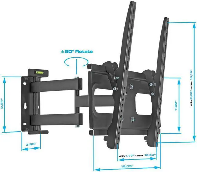 Alt view image 3 of 6 - Cmple  Heavy Duty Full Motion Curved TV Wall Mount TV Bracket for 32-55 inch TV up to 99lbs, Adjustable Strong Full Motion