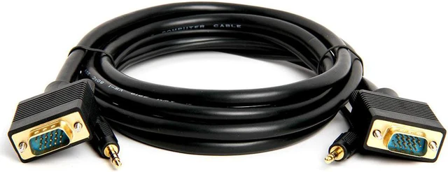 Alt view image 2 of 10 - Cmple - VGA Cable Male to Male with 3.5mm Aux Audio Monitor SVGA PC 15 Pin Cord 6 Feet