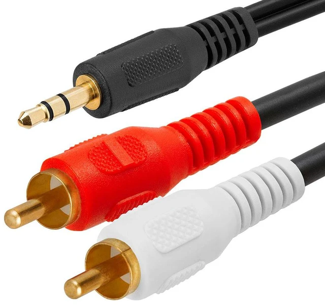 Alt view image 3 of 7 - Cmple - 3.5mm to RCA Cable 12ft RCA to AUX Cord Adapter 2 RCA Y Splitter Stereo Audio Auxiliary Cord 1/8 to RCA Male to Male for Speakers, Headphones, Home Audio System, Home Theater