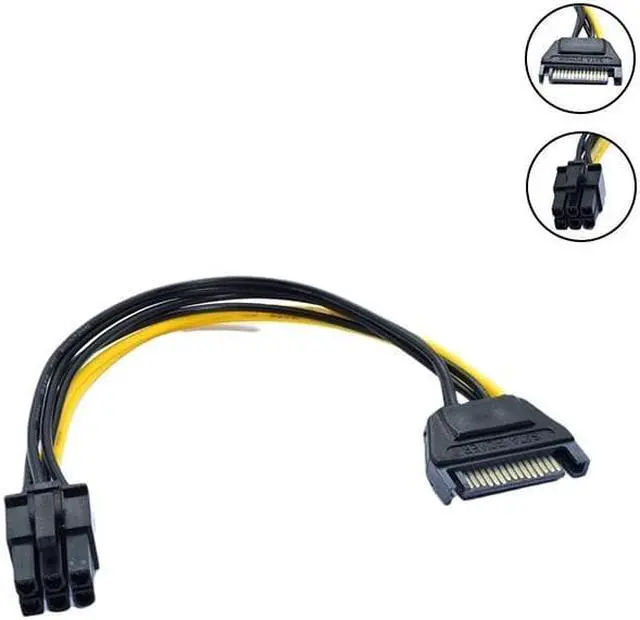 Alt view image 6 of 6 - Desktop computer power SATA power port 15p to 6p graphics card power cord 15 pin to 6 pin graphics card power cord eokCXOY
