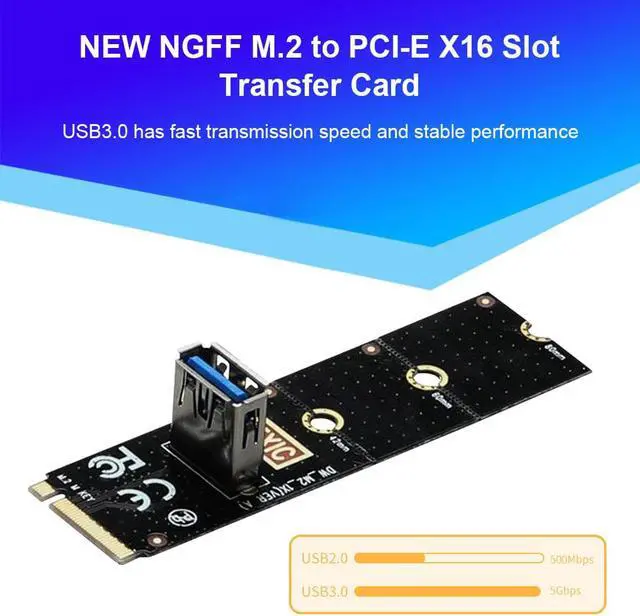 Alt view image 2 of 6 - NGFF M.2 to USB3.0 Converter Adapter 5Gbps M.2 NGFF to PCI-E X16 Transfer Card For BTC Mining PCIE Riser Graphic Card Extender