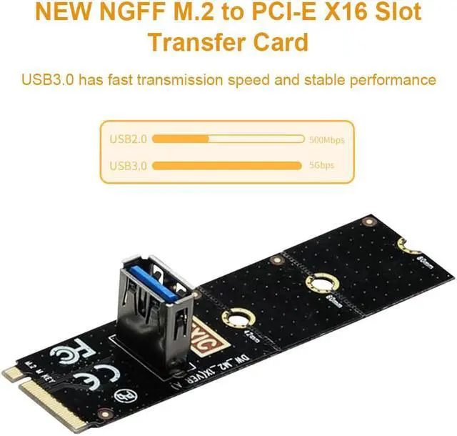 Alt view image 3 of 6 - NGFF M.2 to USB3.0 Converter Adapter 5Gbps M.2 NGFF to PCI-E X16 Transfer Card For BTC Mining PCIE Riser Graphic Card Extender