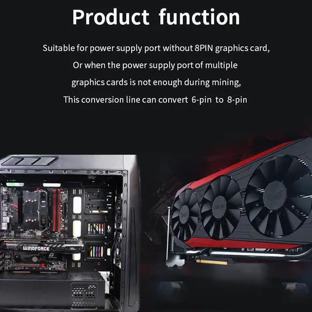 Alt view image 4 of 5 - PCI-E 6 Pin to Dual 8(6+2) Pin Graphic Video Card GPU Supply Splitter Adapter Power Cable 20cm