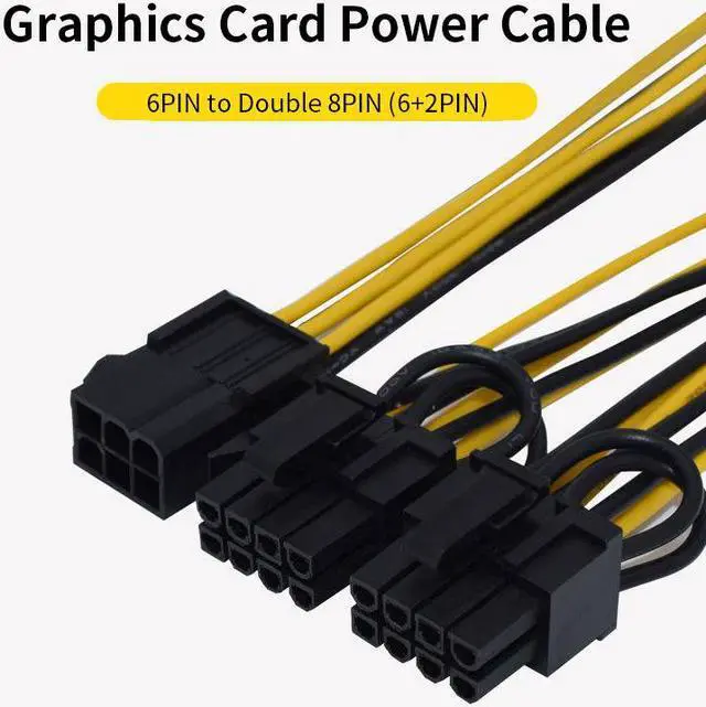 Alt view image 2 of 5 - PCI-E 6 Pin to Dual 8(6+2) Pin Graphic Video Card GPU Supply Splitter Adapter Power Cable 20cm