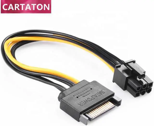 Main image of 15 Pin SATA Male to 6 Pin Female PCI-E Graphics Video Card sata Power Cable