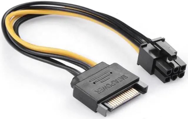 Alt view image 2 of 5 - 15 Pin SATA Male to 6 Pin Female PCI-E Graphics Video Card sata Power Cable