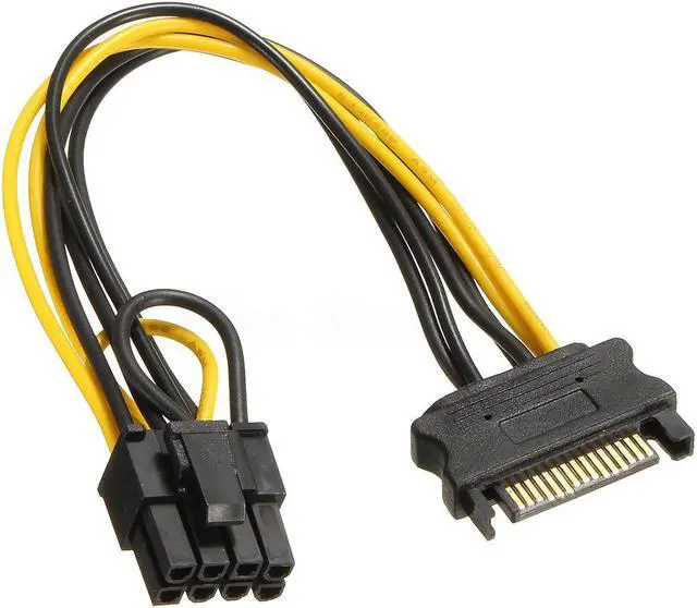 Alt view image 4 of 5 - 15 Pin SATA Male to 6 Pin Female PCI-E Graphics Video Card sata Power Cable