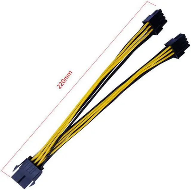 Alt view image 5 of 6 - 8 Pin PCI Express To Dual PCIE 8 (6+2) Pin Power Cable 22cm Motherboard Graphics Card PCI-E GPU Power Data Cable Splitter