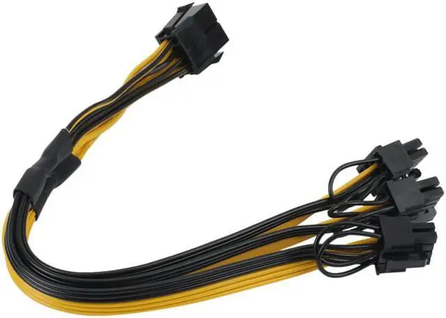 Alt view image 4 of 6 - ATX 12V CPU 8 Pin to 3X 8Pin (6+2) Pin PCI-E Male Splitter Power Extension Adapter Cable for Graphics Card