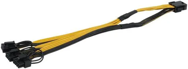 Alt view image 2 of 6 - ATX 12V CPU 8 Pin to 3X 8Pin (6+2) Pin PCI-E Male Splitter Power Extension Adapter Cable for Graphics Card