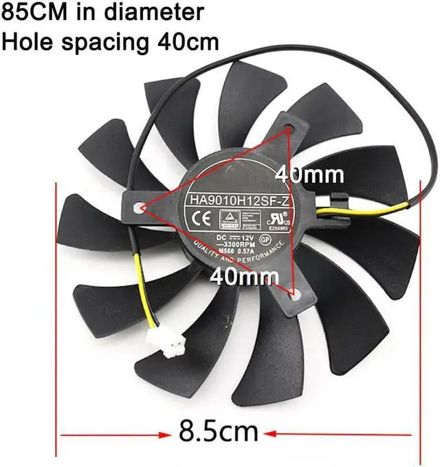 Alt view image 4 of 6 - Model Is HA9010H12F-Z 85MM 0.57A 2 Pin GTX 1050 GPU Cooler Fan For MSI Geforce GTX 1050 2G GTX 1050Ti 4G OC Graphic Card Cooling