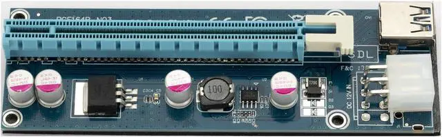 Alt view image 2 of 6 - PCI-E 1X to 16X Riser Card PCIe Extender SATA to 6Pin Power USB 3.0 Cable for Video Graphics Card 8iop