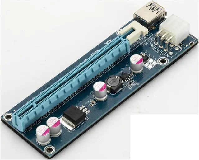 Alt view image 5 of 6 - PCI-E 1X to 16X Riser Card PCIe Extender SATA to 6Pin Power USB 3.0 Cable for Video Graphics Card 8iop