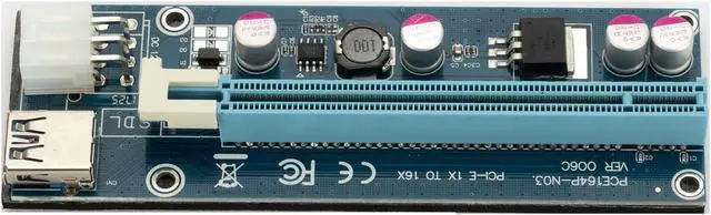 Alt view image 3 of 6 - PCI-E 1X to 16X Riser Card PCIe Extender SATA to 6Pin Power USB 3.0 Cable for Video Graphics Card 8iop