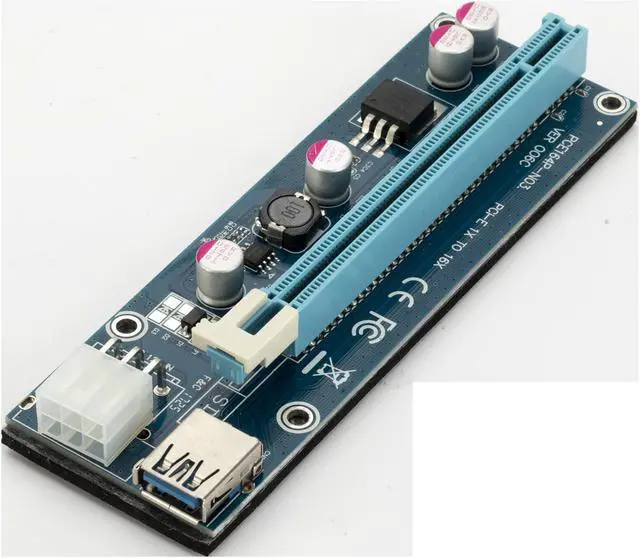 Alt view image 4 of 6 - PCI-E 1X to 16X Riser Card PCIe Extender SATA to 6Pin Power USB 3.0 Cable for Video Graphics Card 8iop