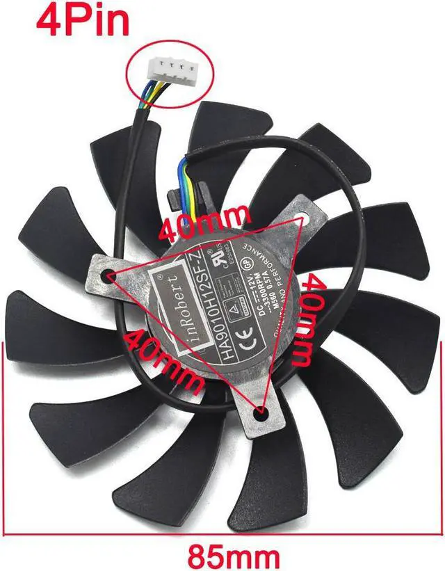 Alt view image 5 of 6 - 85mm DC 12V 4Pin VGA Cooler Fan Replacement For Zotac GTX1060 6Gb GTX 1060 3GB Mini HP RX480 HPRX480 Graphics Video Card DIY