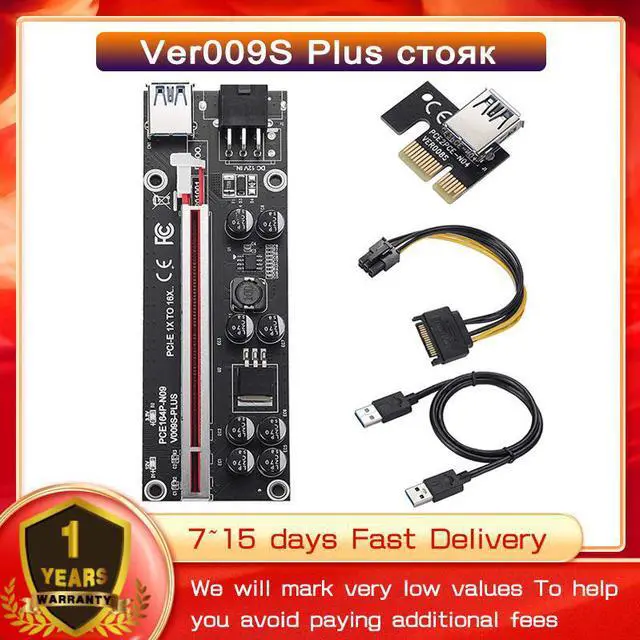 Main image of PCI-E Riser Card 60CM Ver 009s plus PCIE Riser Extension Cable PCI Express Adapter X16 Extender For GPU Graphics Card