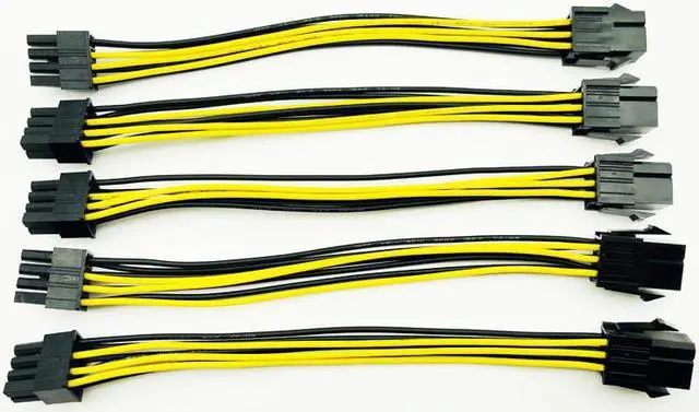 Alt view image 6 of 6 - 10pcs/lot 6 Pin Feamle to 8 Pin Male PCI Express Power Converter Cable for BTC CPU Video Graphics Card 6Pin to 8Pin PCIE 20cm