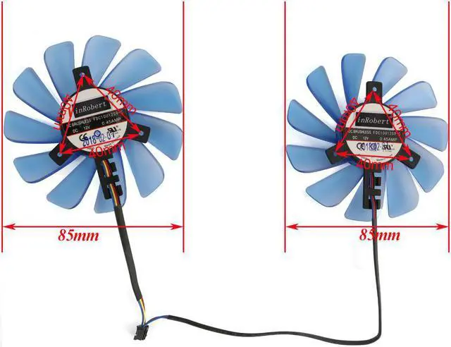 Alt view image 3 of 4 - 2pcs/set 85MM FDC10U12S9-C RX480 GPU VGA Alternative Cooler Fan For HIS RX 570 RX470 Graphics Card Cooling