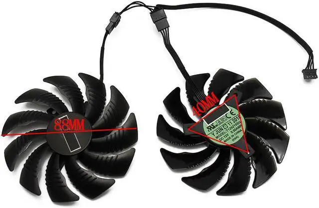 Alt view image 4 of 5 - 88MM T129215SU PLD09210S12HH 4Pin Cooling Fan For Gigabyte GTX 1050 1060 1070 960 RX 470 480 570 580 Graphics Card Cooler Fan eokCXOY