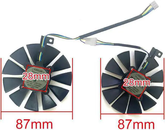 Alt view image 6 of 6 - 2PCS 87MM Cooling Fan For ASUS GTX1060 1070 Ti RX 470 570 580 Graphics Card Everflow T129215SU PLD09210S12HH 28mm Cooling Fans