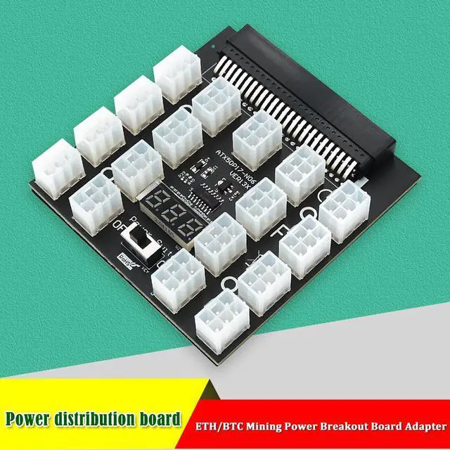 Alt view image 2 of 6 - 12V ATX Power Supply Breakout Board for ETH/BTC Mining Graphics Card 17 Port PCIE Module 50(2x25) Pin Slot for BTC Mining Miner