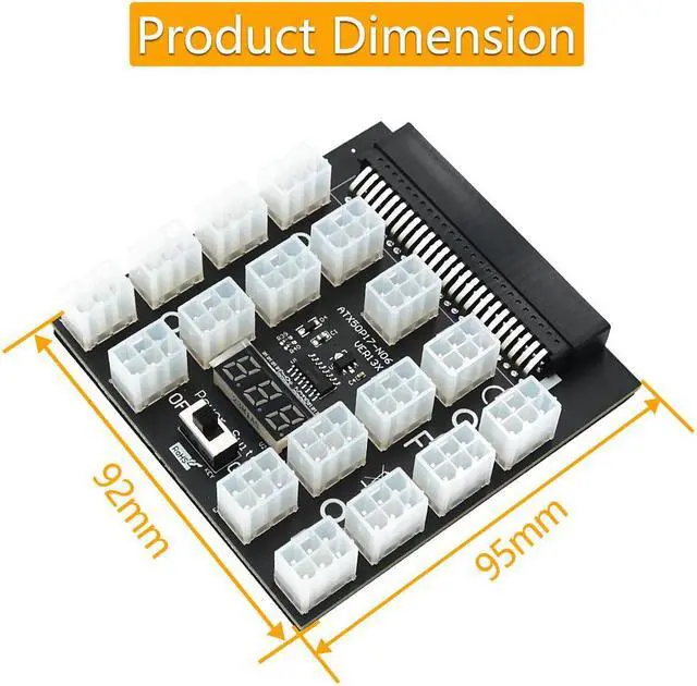 Alt view image 6 of 6 - 12V ATX Power Supply Breakout Board for ETH/BTC Mining Graphics Card 17 Port PCIE Module 50(2x25) Pin Slot for BTC Mining Miner